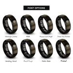 font options for inside engraving on gunmetal & black wind rose rings