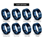 font options for inside engraving on blue wind swirl rings