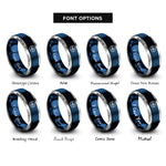 font options for inside engraving on blue & grey wind swirl circle rings