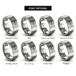 font options for inside engraving on silver wind swirl circle rings