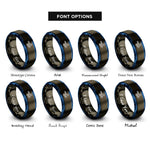 font options for inside engraving on gunmetal & blue wind swirl rings