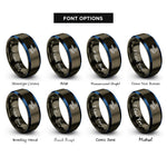 font options for inside engraving on gunmetal & blue wind swirl rings