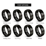 font options for inside engraving on black wind swirls rings