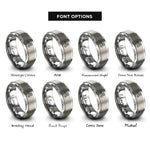 font options for inside engraving on silver wind swirls rings