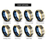 font options for inside engraving on gold & blue & gray wind turbine rings