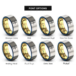 font options for inside engraving on gold & blue & grey wind turbine rings