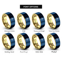 font options for inside engraving on gold & blue wind turbine rings