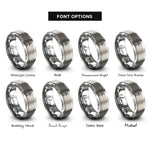 font options for inside engraving on grey wind turbine rings