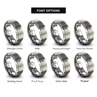 font options for inside engraving on grey wind turbine rings