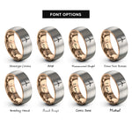 font options for inside engraving on rose gold & grey wind turbine rings