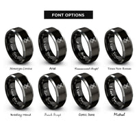 font options for inside engraving on black & silver windmill rings