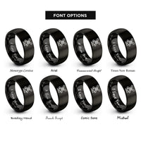 font options for inside engraving on black windmill rings