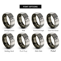 font options for inside engraving on gunmetal & silver windmill rings