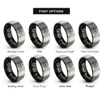 font options for inside engraving on black & silver windmill steps medallion rings