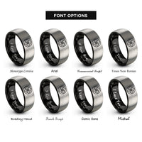 font options for inside engraving on black & silver windmill steps medallion rings