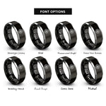 font options for inside engraving on black & gray windmill steps medallion rings