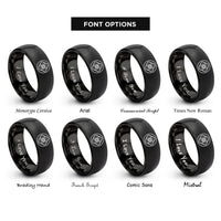 font options for inside engraving on black windmill steps medallion rings