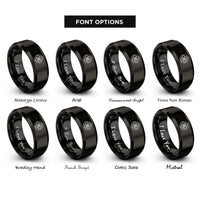 font options for inside engraving on black windmill steps medallion rings