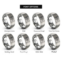 font options for inside engraving on grey windmill steps medallion rings