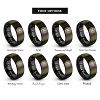 font options for inside engraving on gunmetal & black windmill steps medallion rings