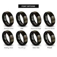 font options for inside engraving on gunmetal & black windmill steps medallion rings