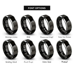 font options for inside engraving on black & silver windmill water pump rings