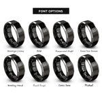 font options for inside engraving on black & silver windowpane grid rings