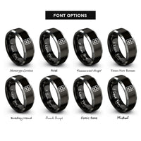 font options for inside engraving on black & silver windowpane grid rings