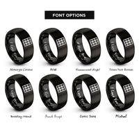 font options for inside engraving on black windowpane grid rings