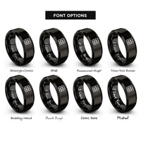 font options for inside engraving on black windowpane grid rings