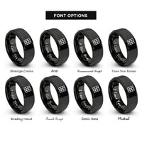 font options for inside engraving on black windowpane grid rings