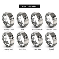 font options for inside engraving on grey windowpane grid rings