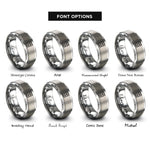 font options for inside engraving on silver windowpane grid rings
