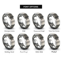 font options for inside engraving on silver windowpane grid rings