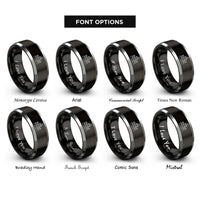 font options for inside engraving on black & gray windsor castle rings