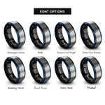 font options for inside engraving on black & blue & gray windsurf sail rings