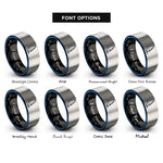 font options for inside engraving on black & blue & grey windsurf sail rings