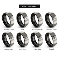 font options for inside engraving on black & gray windsurfer rings