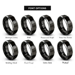 font options for inside engraving on black & grey wine barrel rings