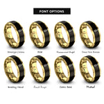 font options for inside engraving on black & gold wine bottle rings