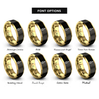 font options for inside engraving on black & gold wine bottle rings