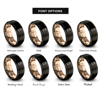 font options for inside engraving on black & rose gold wine cork rings