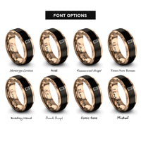 font options for inside engraving on black & rose gold wine cork rings