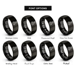 font options for inside engraving on black wine decanter rings