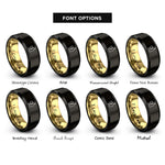 font options for inside engraving on black & gold wine duo rings