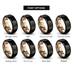 font options for inside engraving on black & rose gold wine duo rings