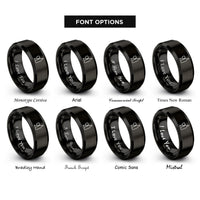font options for inside engraving on black wine duo rings