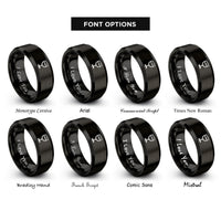 font options for inside engraving on black wine glass rings