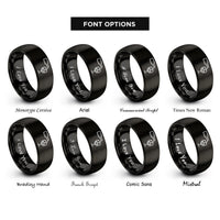 font options for inside engraving on black wine pour rings