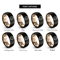 font options for inside engraving on black & rose gold wine stain ring rings